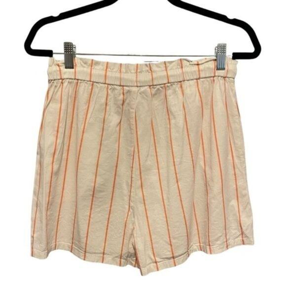 Abound Womens Striped Elastic Waist Shorts S White & Orange Cotton/Rayon Blend - Picture 2 of 6